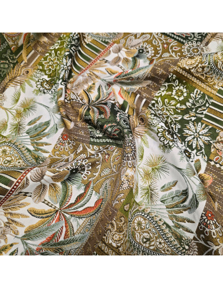 Tissu, Jacquard Basmati Patchwork, Kaki, Laize 140 cm, 75% Polyester 25% Coton 284g/m²