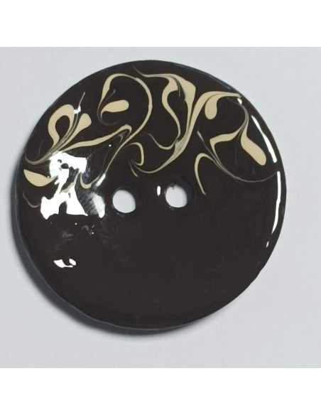 Bouton polyester, 2 trous, rond, 50 mm, marron