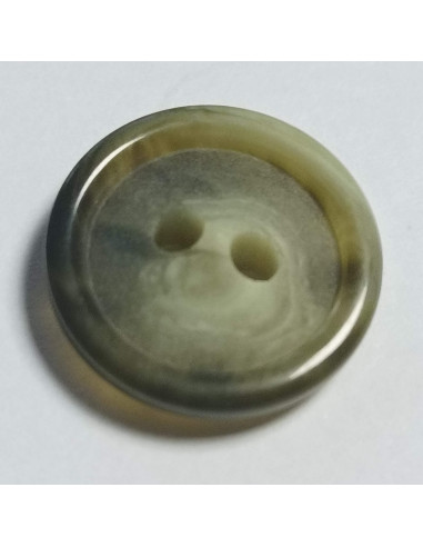 Bouton polyester, 2 trous, rond, 17 mm, vert