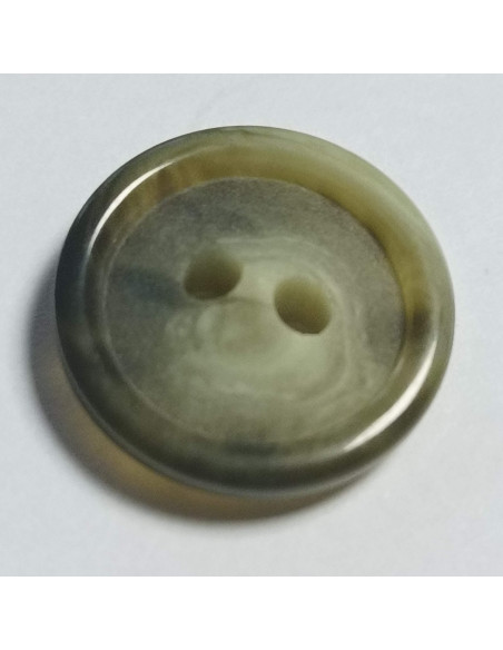 Bouton polyester, 2 trous, rond, 17 mm, vert