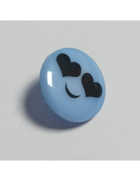 Bouton polyester, à pied, rond, 12 mm, bleu
