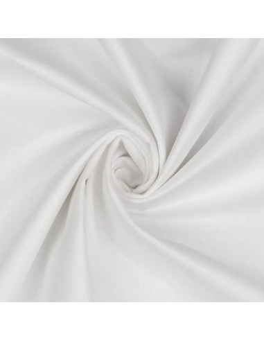 Tissu, Popeline de Coton Unie, Blanc, Laize 150 cm, 100% Coton 125g/m²