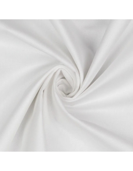 Tissu, Popeline de Coton Unie, Blanc, Laize 150 cm, 100% Coton 125g/m²