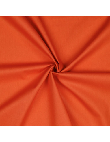 Tissu, Popeline de Coton Unie, Orange Flame, Laize 150 cm, 100% Coton 125g/m²