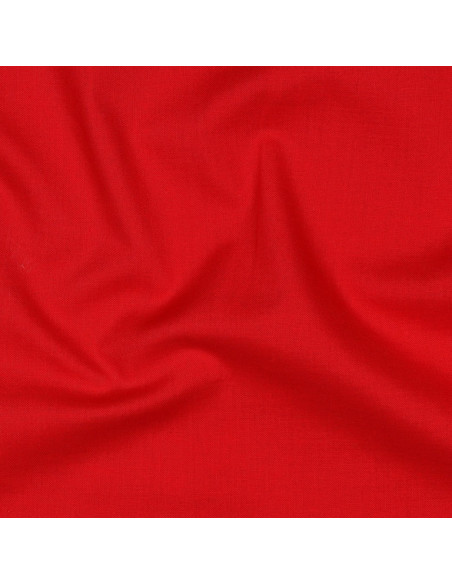 Tissu, Popeline de Coton Unie, Rouge, Laize 150 cm, 100% Coton 125g/m²