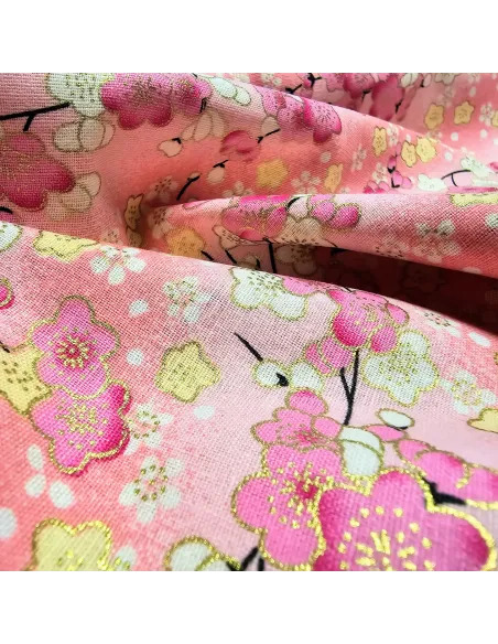 Cretonne Coton Japonisante Fleurs de Cerisier Rose OEKO-TEX | Zephyr Tissus