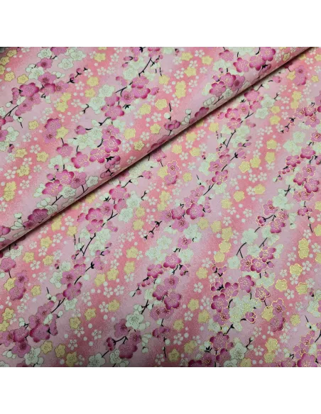 Cretonne Coton Japonisante Fleurs de Cerisier Rose OEKO-TEX | Zephyr Tissus