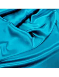 Satin de Soie Véritable 16 Mommes Bleu Paon | Zephyr Tissus