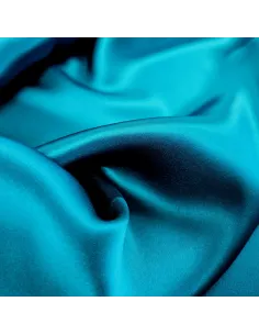 Satin de Soie Véritable 16 Mommes Bleu Paon | Zephyr Tissus 2