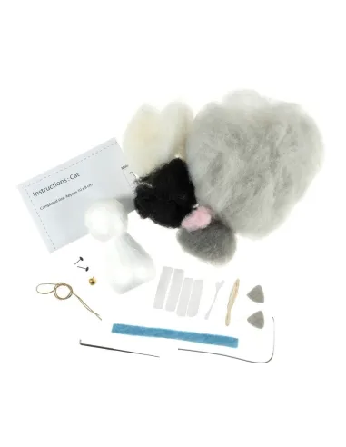 Kit de feutrage à l'aiguille Chat - Zéphyr Tissus