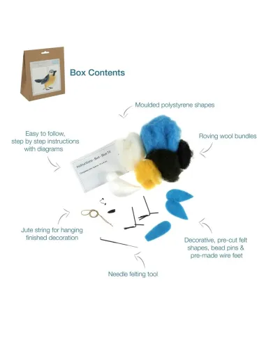 Kit de feutrage à l'aiguille Mésange bleue - Zéphyr Tissus