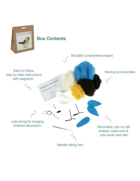Kit de feutrage à l'aiguille Mésange bleue - Zéphyr Tissus