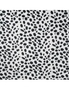Tissu, Polaire Doudou Imprimé Dalmatien, Blanc Noir, Laize 145 cm, 100% Polyester 260g/m²