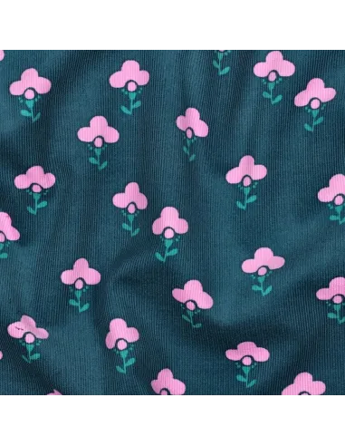 Fleurs Pétrole au Mètre | Zephyr Tissus