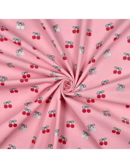 Cerises Rose au Mètre | Zephyr Tissus