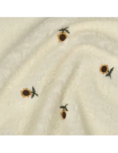 Tournesols brodés Écru au Mètre | Zephyr Tissus 2