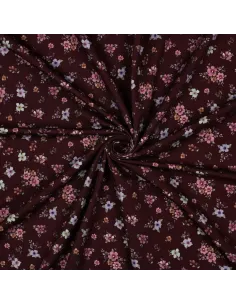 Fleurs impression digitale Bordeaux au Mètre | Zephyr Tissus 2