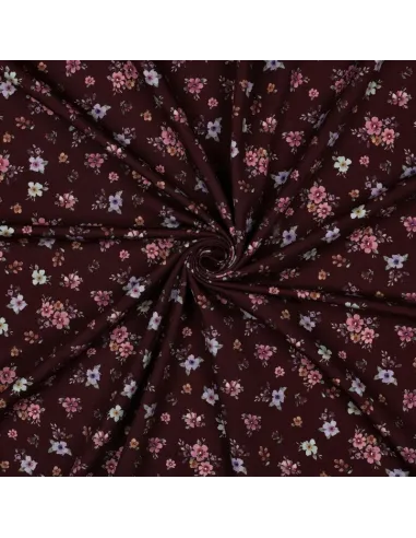 Fleurs impression digitale Bordeaux au Mètre | Zephyr Tissus