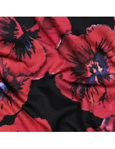 Fleurs impression digitale Noir au Mètre | Zephyr Tissus