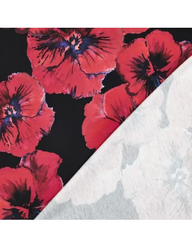 Fleurs impression digitale Noir au Mètre | Zephyr Tissus