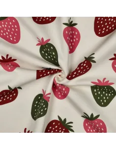 Fraises Écru au Mètre | Zephyr Tissus 2