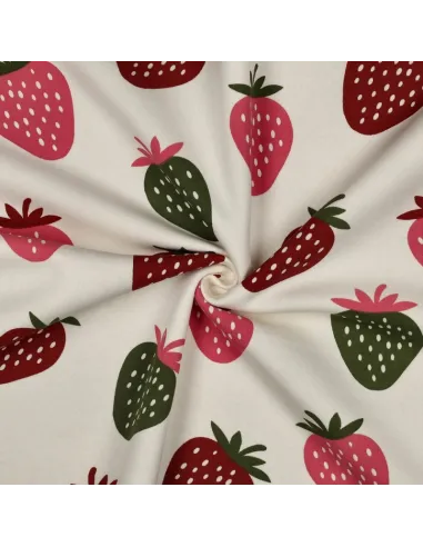 Fraises Écru au Mètre | Zephyr Tissus