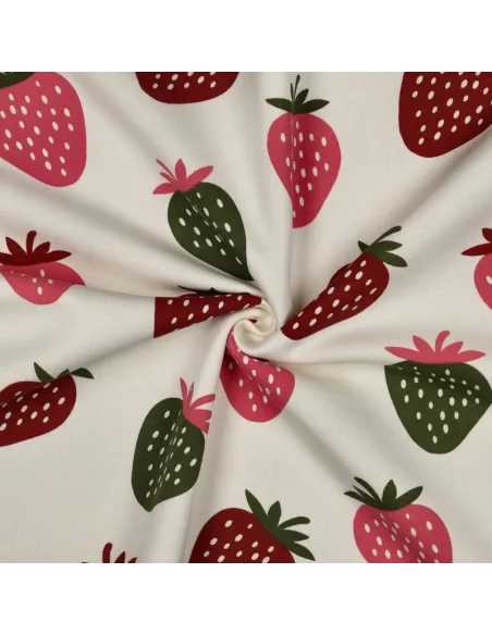 Fraises Écru au Mètre | Zephyr Tissus