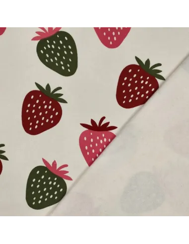 Fraises Écru au Mètre | Zephyr Tissus