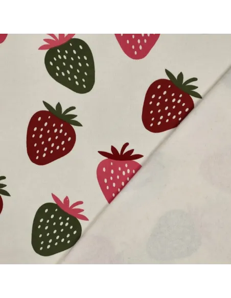 Fraises Écru au Mètre | Zephyr Tissus