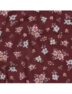 Fleurs impression digitale Bordeaux au Mètre | Zephyr Tissus