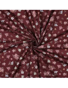 Fleurs impression digitale Bordeaux au Mètre | Zephyr Tissus 2