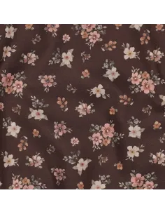 Fleurs impression digitale Marron au Mètre | Zephyr Tissus