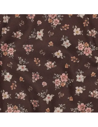 Fleurs impression digitale Marron au Mètre | Zephyr Tissus