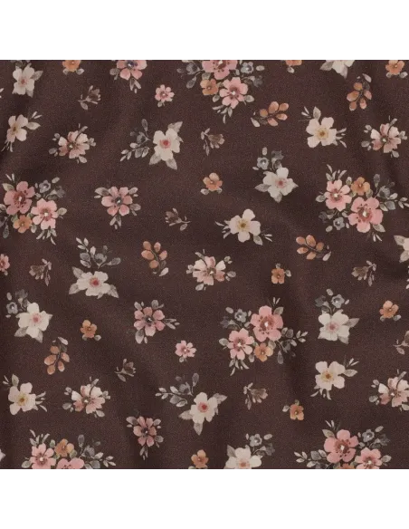 Fleurs impression digitale Marron au Mètre | Zephyr Tissus