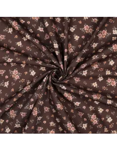 Fleurs impression digitale Marron au Mètre | Zephyr Tissus 2