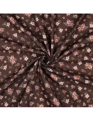 Fleurs impression digitale Marron au Mètre | Zephyr Tissus