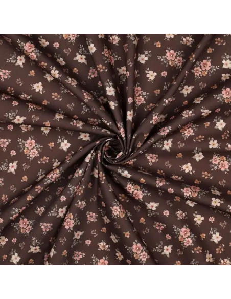 Fleurs impression digitale Marron au Mètre | Zephyr Tissus