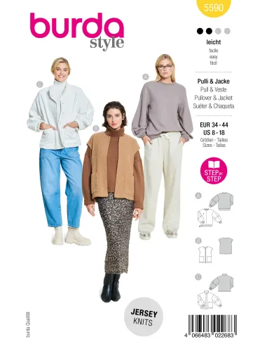 Patron Burda Pull, Gilet & Veste | Zephyr Tissus
