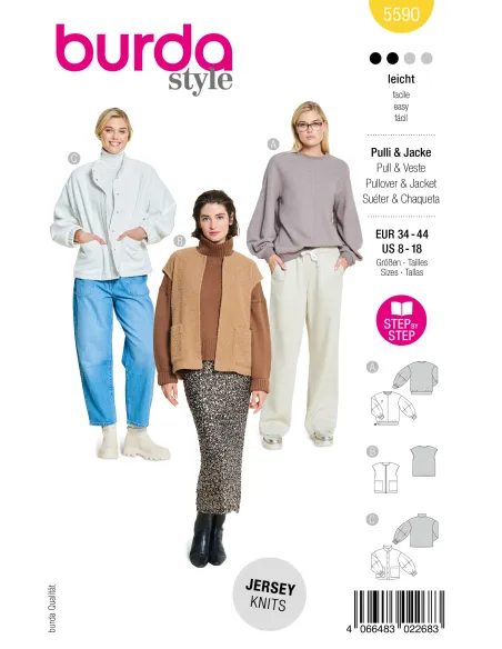 Patron Burda Pull, Gilet & Veste | Zephyr Tissus