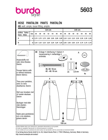 Patron Burda Pantalon | Zephyr Tissus