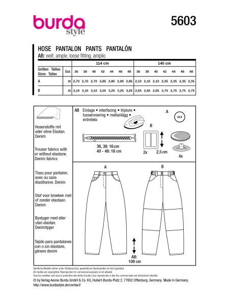 Patron Burda Pantalon | Zephyr Tissus