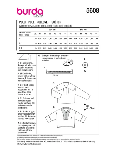 Patron Burda Pull & Top | Zephyr Tissus