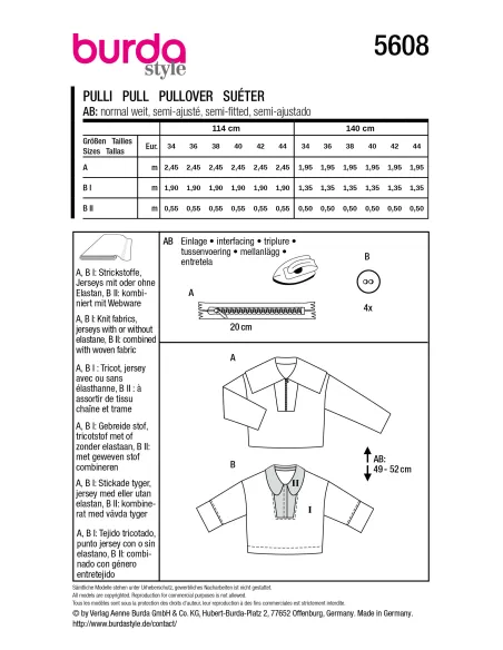 Patron Burda Pull & Top | Zephyr Tissus