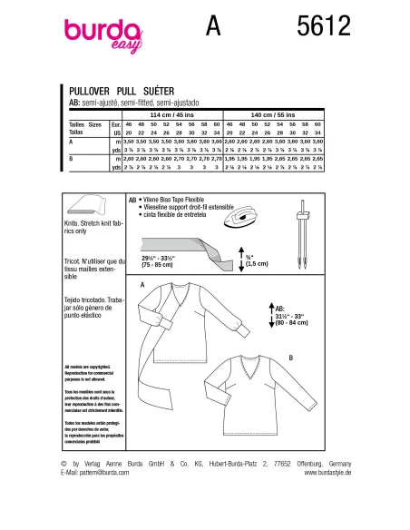 Patron Burda Pull | Zephyr Tissus