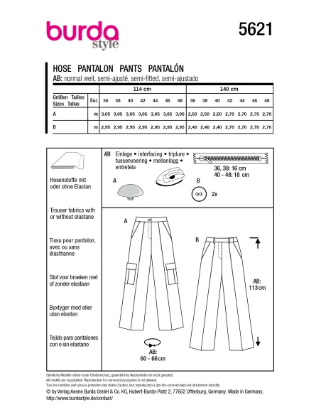Patron Burda Pantalon | Zephyr Tissus