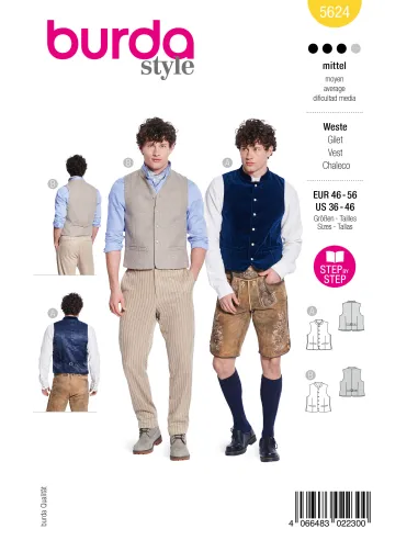 Patron Burda Gilet traditionnel | Zephyr Tissus