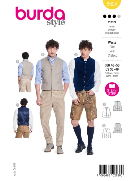 Patron Burda Gilet traditionnel | Zephyr Tissus