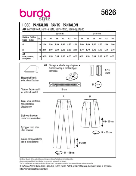 Patron Burda Pantalon & Shorts | Zephyr Tissus