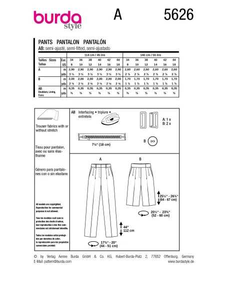 Patron Burda Pantalon & Shorts | Zephyr Tissus