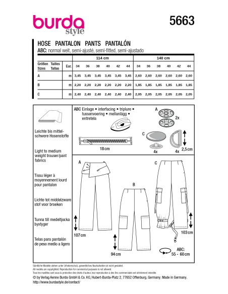 Patron Burda Pantalon | Zephyr Tissus